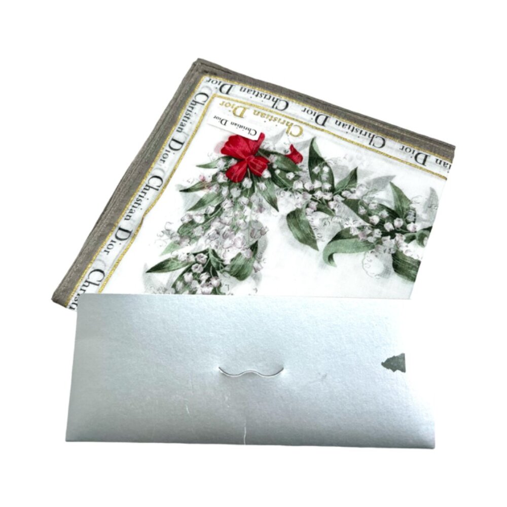 Dior White and Red Floral Scarf